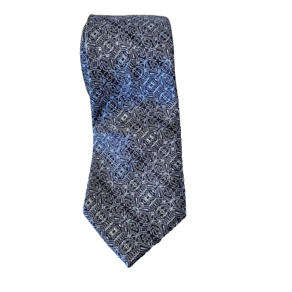 Henri Christian Blue Geometric Designer Handmade Classic Necktie Workwear Office